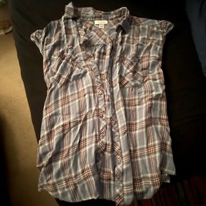 Plaid button up maternity shirt